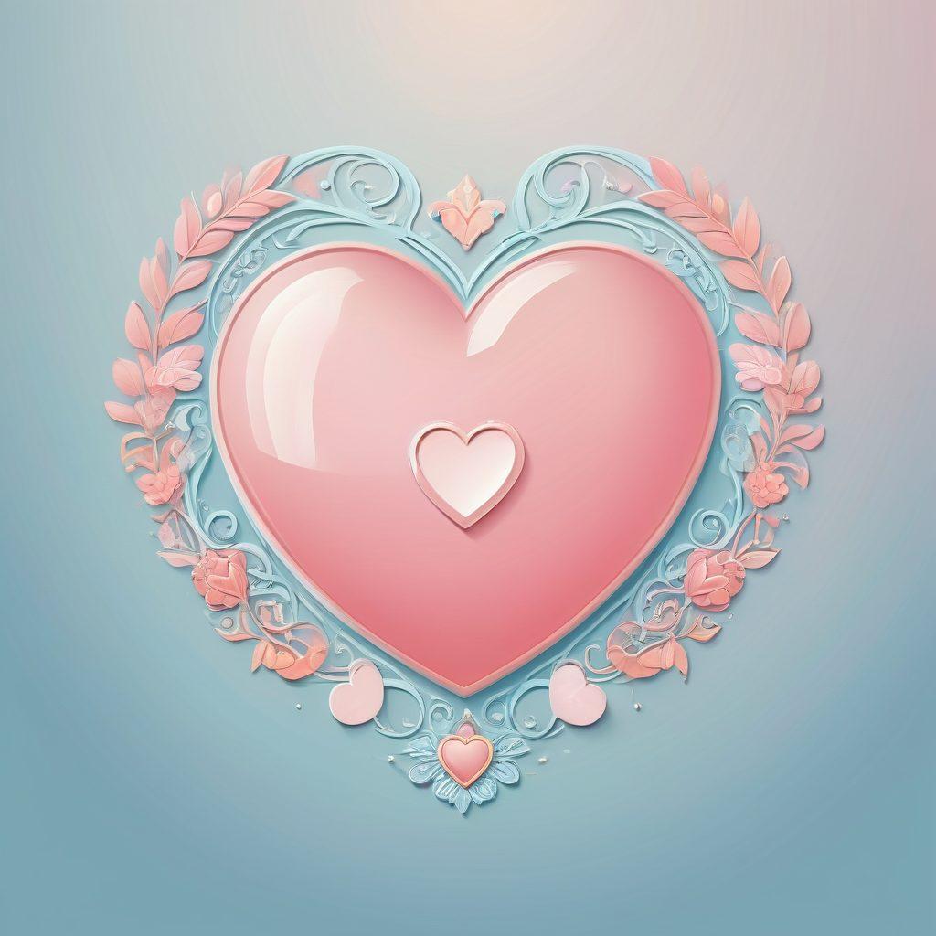 A heart symbol intertwined with a shield, symbolizing love and security, set against a soft gradient background that transitions from pastel pink to light blue. Surrounding the heart and shield, small icons representing different stages of relationships, like a wedding ring, a baby stroller, and a cozy home, illustrated in a whimsical style. The overall tone should feel warm and inviting, depicting reassurance and safety. vector art. vibrant colors.